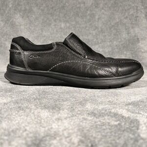 Clarks Collection Slip-On Shoes Black Leather Cushion Soft Ortholite 11.5 M